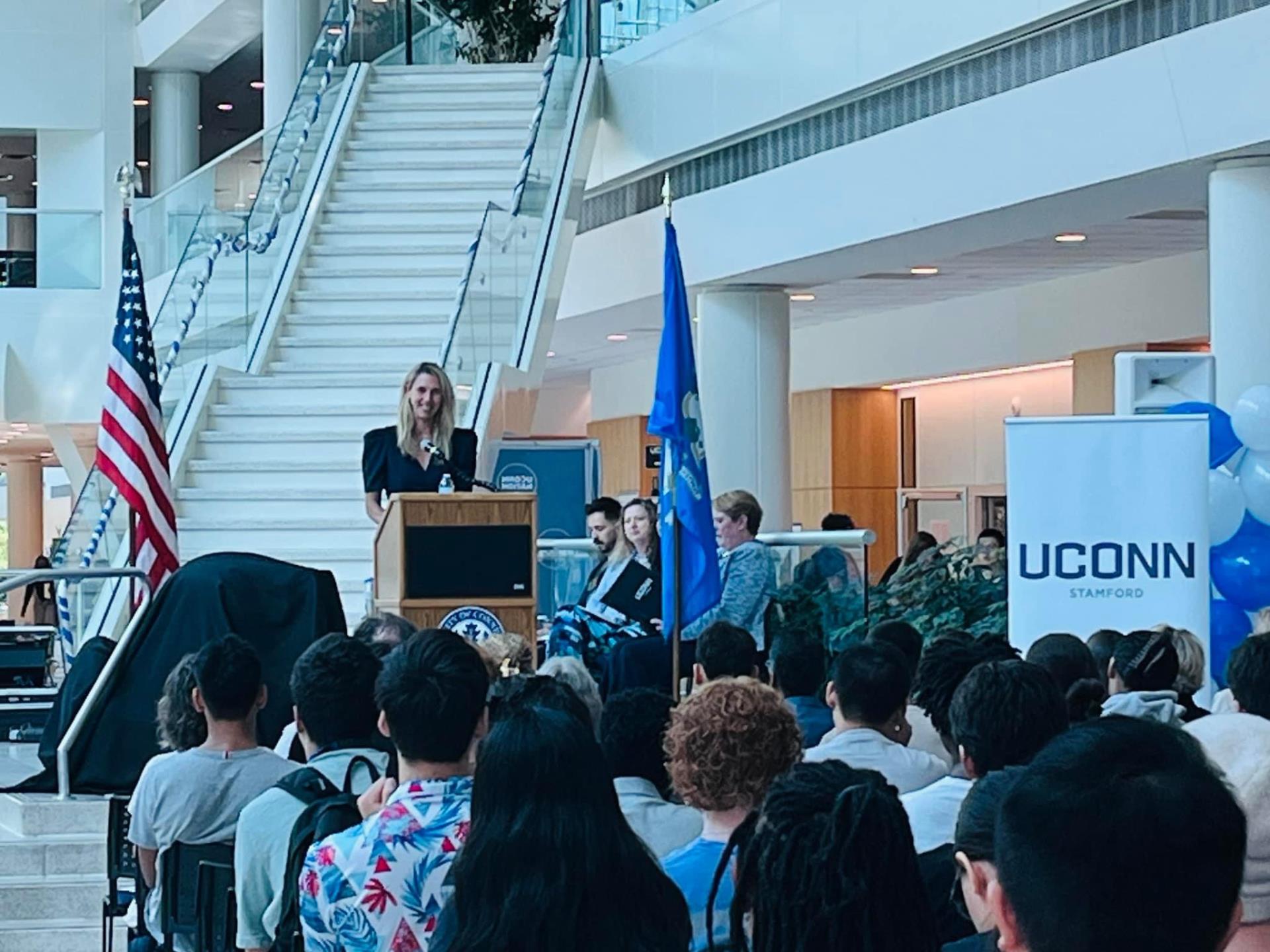 Mayor Simmons at the UCONN convocation